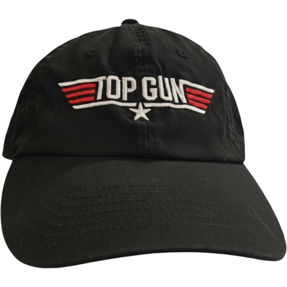 Top Gun Black Embroidered Logo Baseball Cap Hat Paramount Pictures Movie Dad